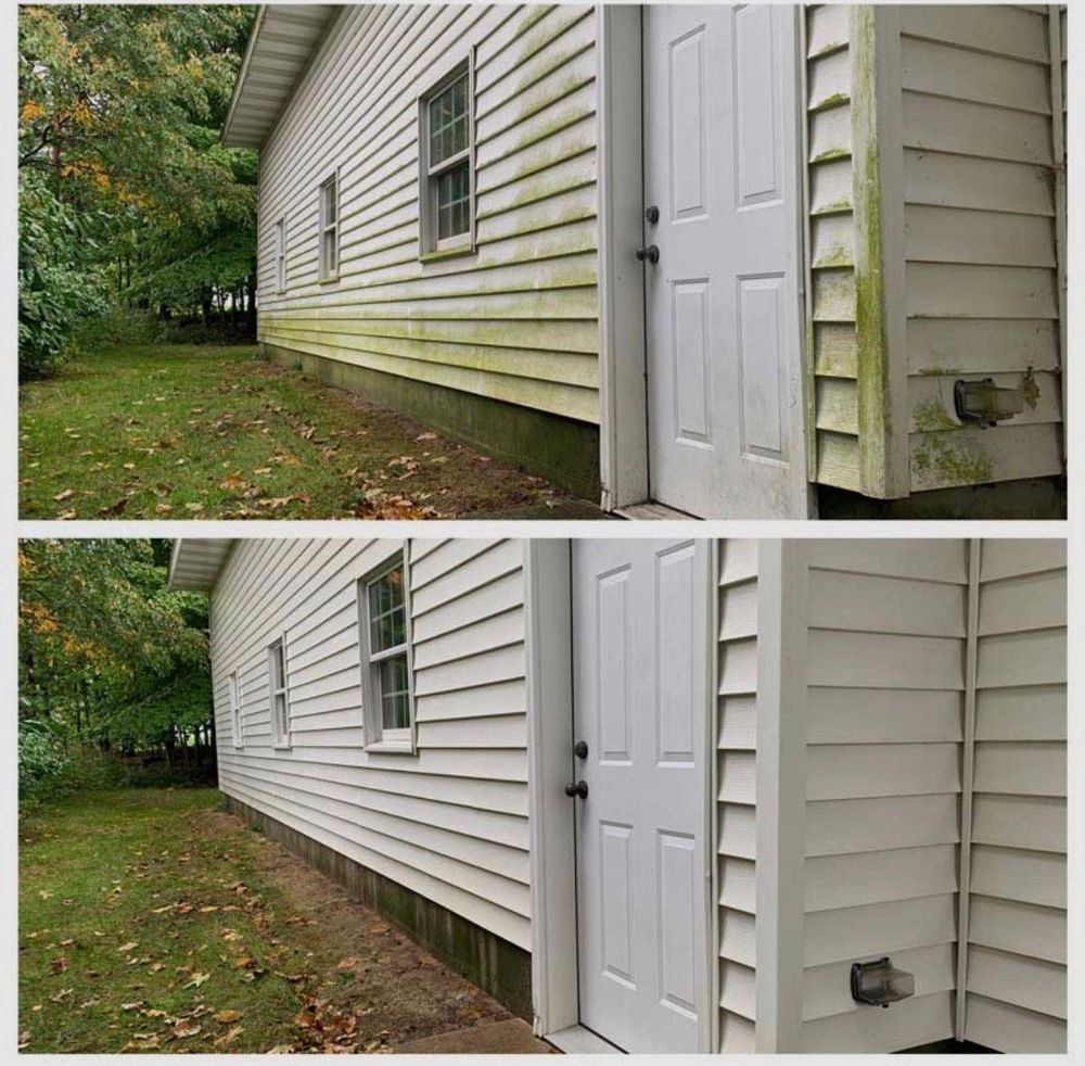 Before and after siding pressure washing proof